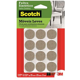 Feltro Sintético para Móveis Leves 3M Scotch Redondo Marrom Médio - 12 unidades na Amazon