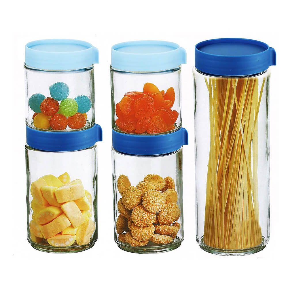 Potes Herméticos de Vidro com Tampa 5 Peças – Casambiente na Casas Bahia