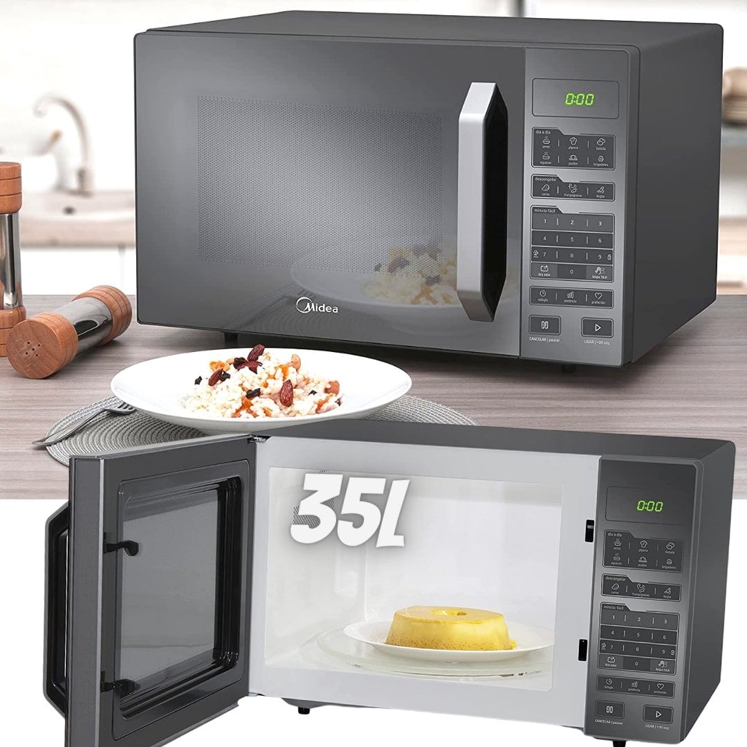 Forno Micro-ondas 35L Prata Espelhado Midea na Casas Bahia