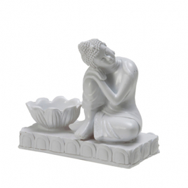 Porta-Vela Buda Tendai Branco 12cm na Etna