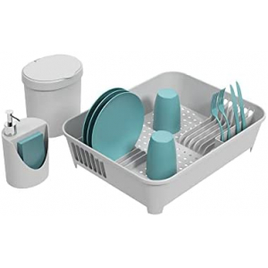 Kit Escorredor + Lixeira + Dispenser Cinza Frio Coza na Amazon