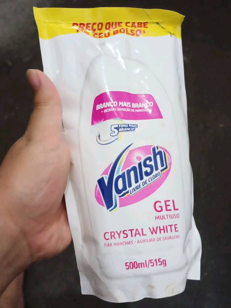 Tira Manchas em Gel Vanish Crystal 500ml Refil Econômico para roupas brancas na Amazon