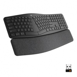 Teclado sem fio Logitech ERGO K860 com Layout Dividido, Suporte para Descanso de Pulso, Conexão Bluetooth e USB, Windows e Mac - 920-009169 na KaBuM!