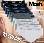 Kit 10 Cuecas Slip Algodão, Mash, Masculino na Amazon