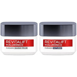 Kit Creme Facial Anti-idade L'Oréal Paris Revitalift Hialurônico Noturno + Diurno FPS 20, 49g na Amazon