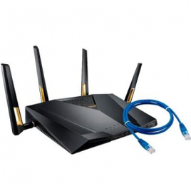 Kit Roteador Asus Dual Band 6000Mbps 4 Antenas - RT-AX88U + Cabo de Rede MD9 10M CAT5 5227 na GearBest