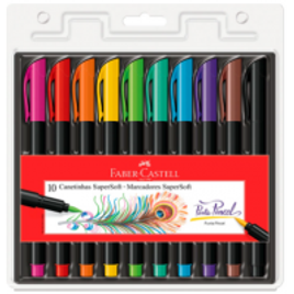 Caneta Hidrográfica Supersoft 10 Cores 15.0710SOFT - Faber Castell na Shopee