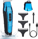Cortador de Cabelo, aparador de cabelo Clippers de Lâmina em T à prova d’água Cortador de Cabelo Recarregável Recarregável Profissional de Corte Curto para Homens Cortador de Cabelo Auto-cortante Aparador de Barba Elétrico sem Fio Zero com 3 Pentes 