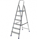 Escada Mor 5104 em Alumínio com 6 Degraus, Dobrável e com Fita de Segurança na Ponto