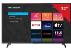 Smart TV AOC Roku LED 32” 32S5195/78 Wi-Fi 3 HDMI 1 USB com Controle Remoto com atalhos Roku Mobile Miracast na Americanas
