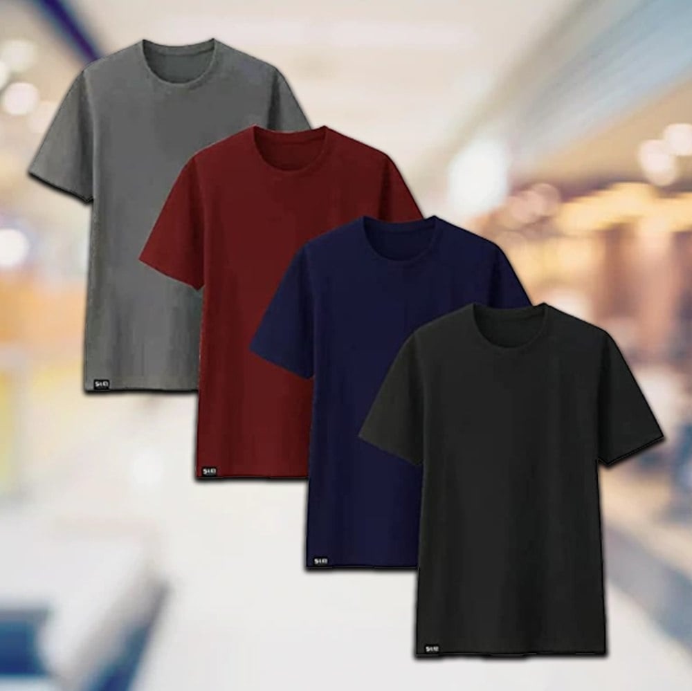 Kit com 4 Camisetas Básicas Masculinas Lisas T-Shirt Slim Tee – Cores Sortidas na Amazon