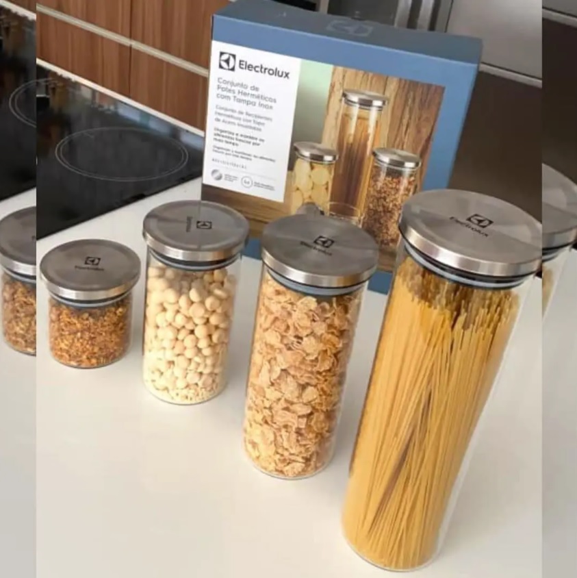 Kit Potes de Vidro Hermético, 4 unidades, Electrolux na Amazon
