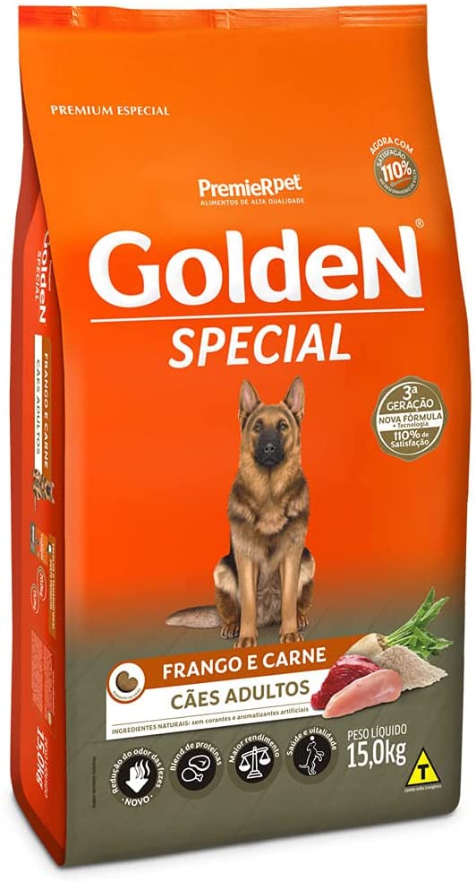 Ração Golden Special Sabor Frango e Carne para Cães Adultos, 15kg Premier Pet Para Todas Grande Adulto, na Amazon