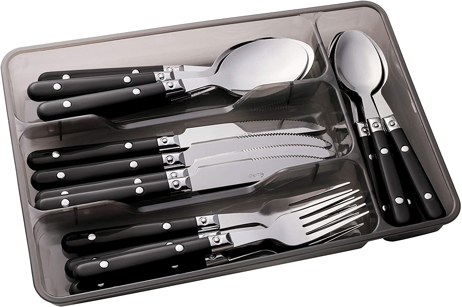 Conjunto de Talheres, Rebite, 16 peças, Preto, Euro na Amazon