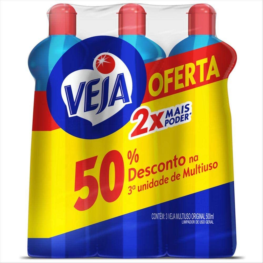 Limpador Multiuso Veja Gold Original com 3 unidades de 500ml na Amazon