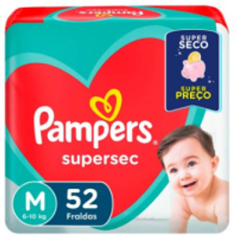 Fralda Pampers Supersec M com 52 unidades na Droga Raia