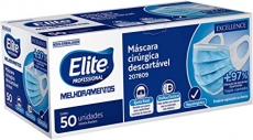 Máscaras Cirúrgicas Descartáveis Elite – Pack com 50 unidades na Amazon
