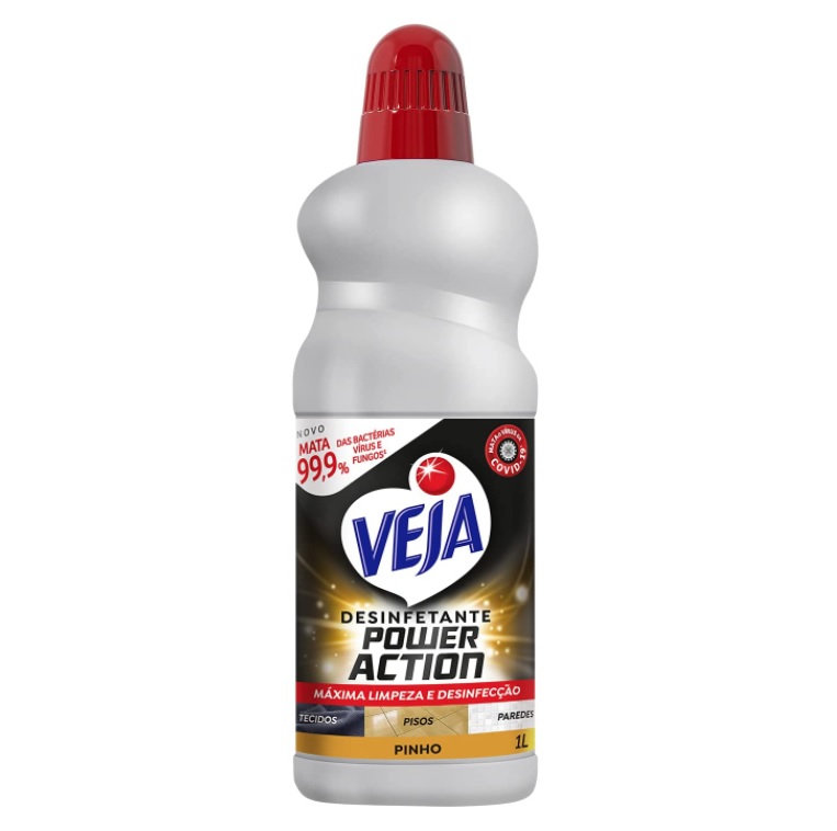 Desinfetante Veja Power Action Multissuperfícies Pinho 1L, Veja, Branco na Amazon