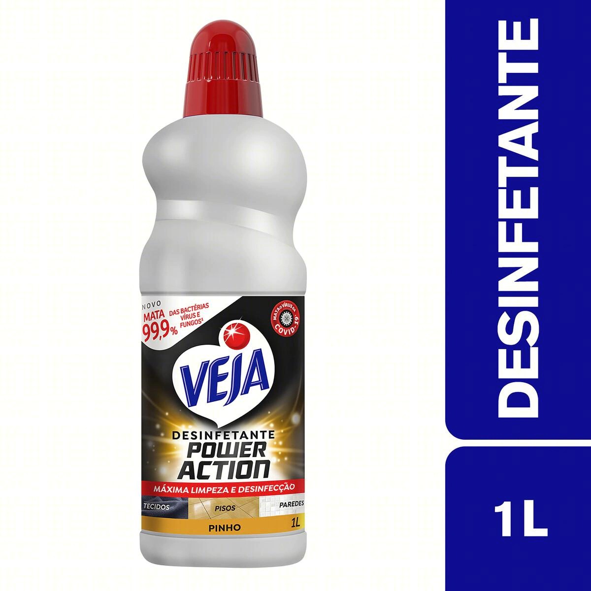 3 Un. Desinfetante Veja Power Action Multissuperfícies Pinho 1L, Veja, Branco na Amazon