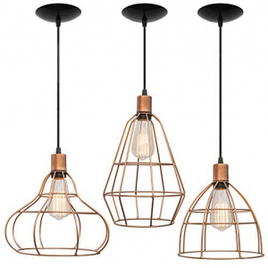 Pendente Trio Aramado Veneza Cobre Luminária Lustre 32Cm Sala na Amazon
