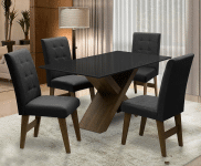 Conjunto De Mesa Para Sala de Jantar Preto Dubai 1,35m MDF com 4 Cadeiras Castanho / Preto na Casas Bahia