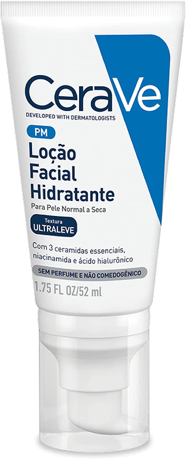 CeraVe, Loção Hidratante para o rosto, com Ácido Hialurônico, Niacinamida, Textura ultra fluida, 52ml na Amazon