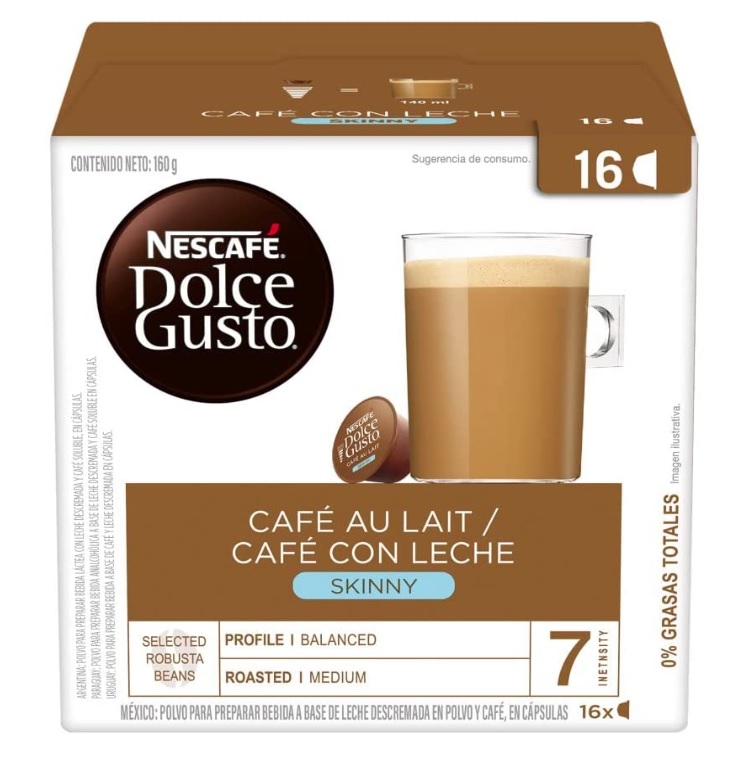 Nescafé Dolce Gusto Café au lait Desnatado 16 Capsulas 160g na Amazon