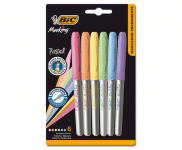 Pincel Marcador Permanente BIC Marking, Color Pastel, Ponta Média, 6 Cores, 891855, 6 Unidades, Tons Pastéis, Superfícies Diversas na Amazon