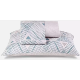 Jogo de Cama Solteiro Azulado Casa Com Casa 3 Peças - Marisa na Marisa