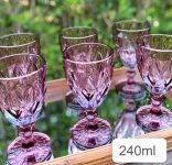 Jogo de 6 Taças de Vidro Marsala Vitral com Capacidade de 240ml com Alto Relevo e Aparencia Diamantada na Amazon