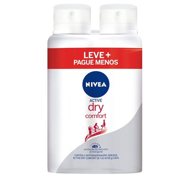 NIVEA Kit Desodorante Aerossol Dry Comfort Feminino 150Ml – 2 Unidades, pacote de 2 na Amazon