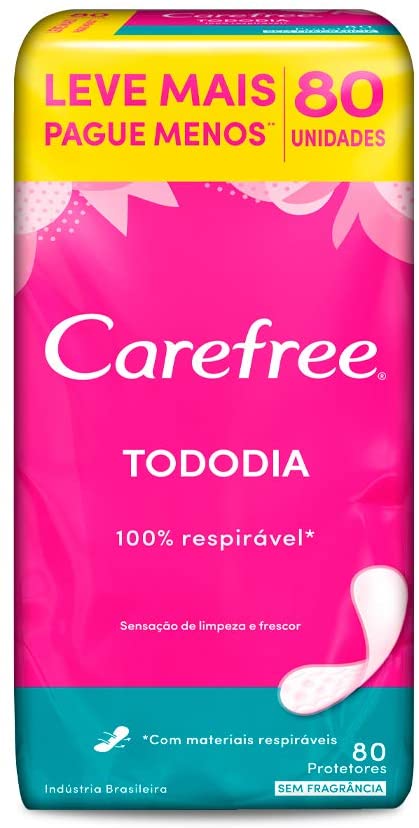2 Pacotes – Protetor Diário Todo Dia sem Perfume Carefree – 80 Unidades na Amazon