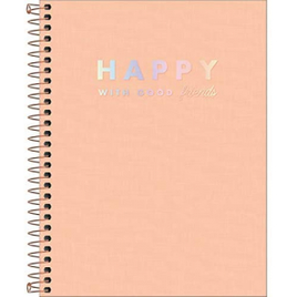 Caderno Espiral Capa Plástica Colegial 10 Matérias Tilibra Happy Coral 160 Folhas 177x 240mm na Amazon
