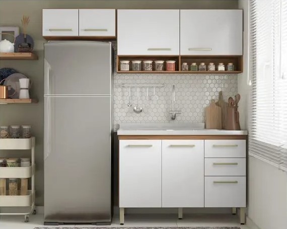 Cozinha Compacta Demóbile Dama Miss com Balcão – Nicho para Micro-ondas 7 Portas 2 Gavetas na Magazine Luiza