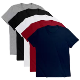 Kit com 5 Camisetas Premium Mascuina Lisa 100% Algodão AMGK na Shopee