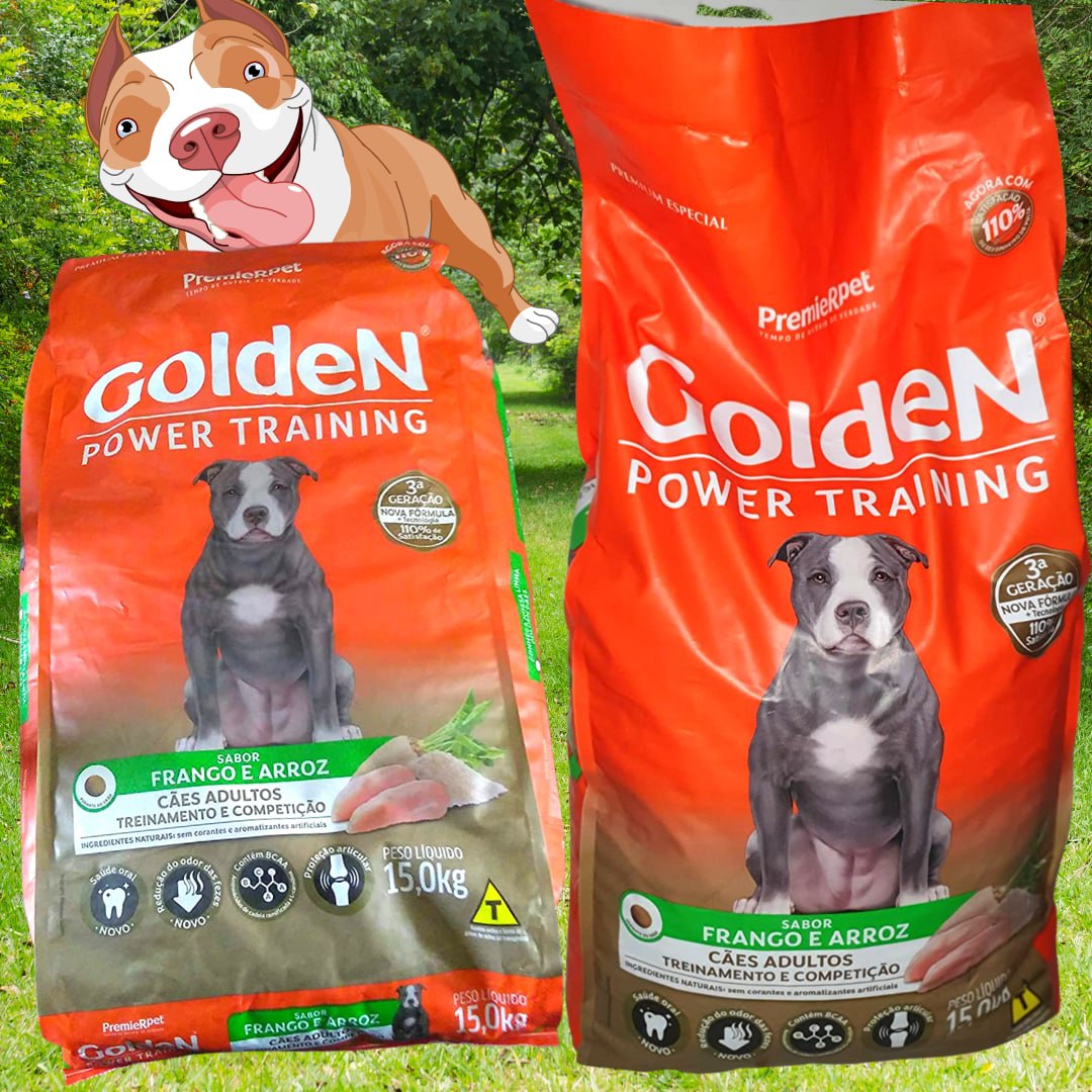 Ração Golden Power Training para Cães Adultos Sabor Frango e Arroz, 15kg Premier Pet Para Todas Grande Adulto, na Amazon