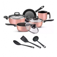 Jogo De Panelas Elegan Com Tampa Vidro 8 Peças- Rosa na Amazon