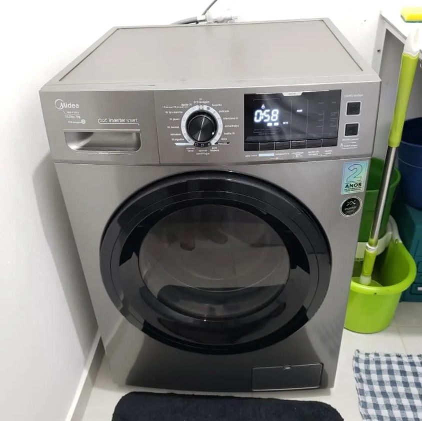 Lava E Seca Midea Grafite Metálico 10,2kg Storm Wash Inverter Tambor 4d Porta Preta – LSE10X1 na Submarino