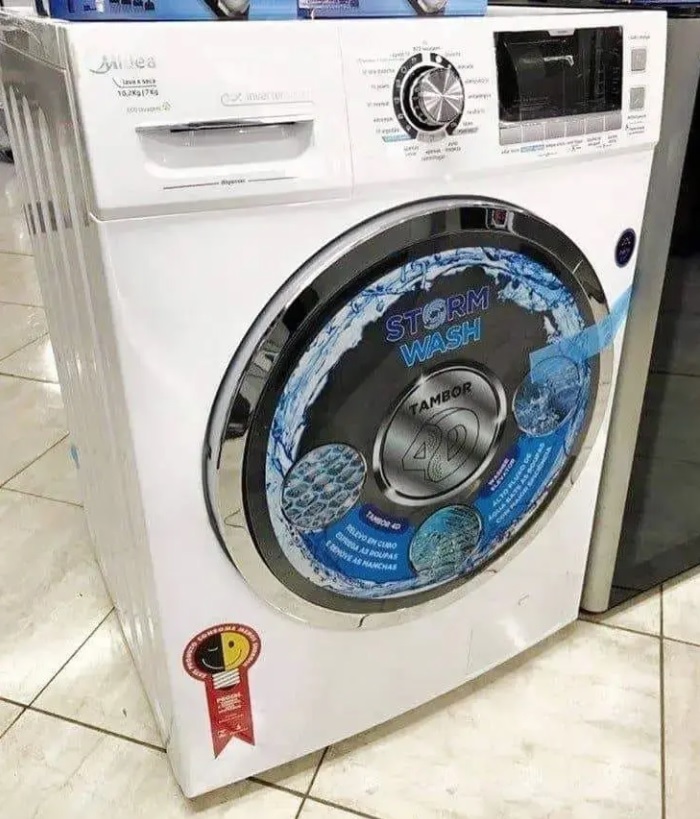 Lava E Seca Midea Branca 10,2Kg Storm Wash Inverter Tambor 4D Porta Preta na Americanas