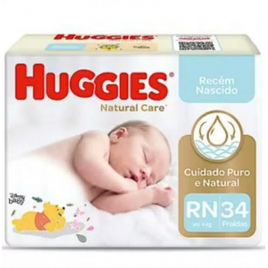 Fralda Huggies Recém Nascido Natural Care - 34 Unidades na Drogaria Araujo