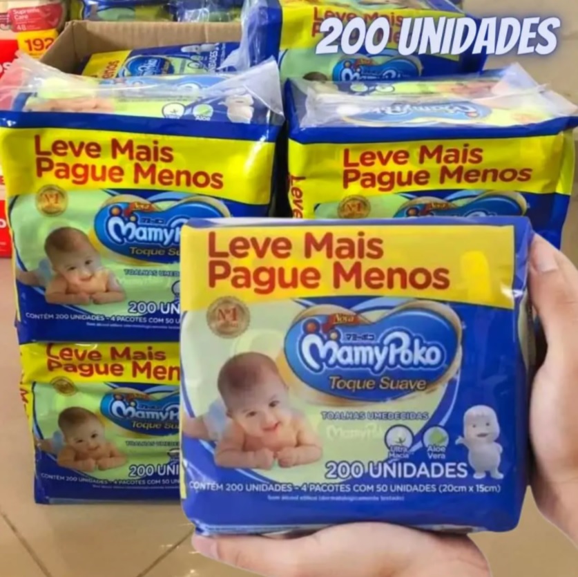 Lenço Infantil Mamypoko Com 200 Toque Suave, MAMYPOKO, Branco, 200 Unidades na Amazon