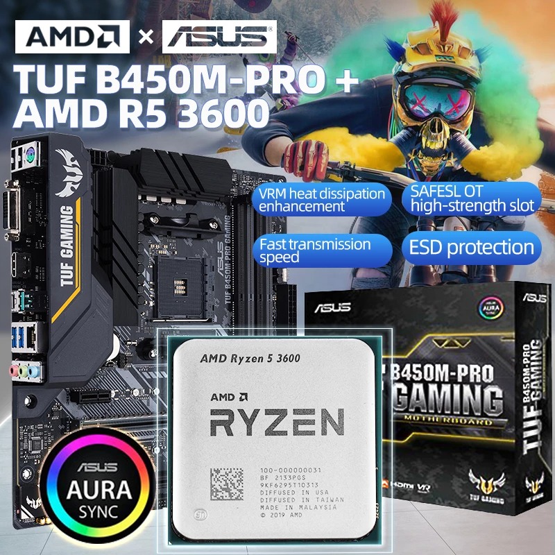 Processador AMD Ryzen 5 3600 +  Placa Mãe Asus TUF B450M PRO GAMING na Aliexpress