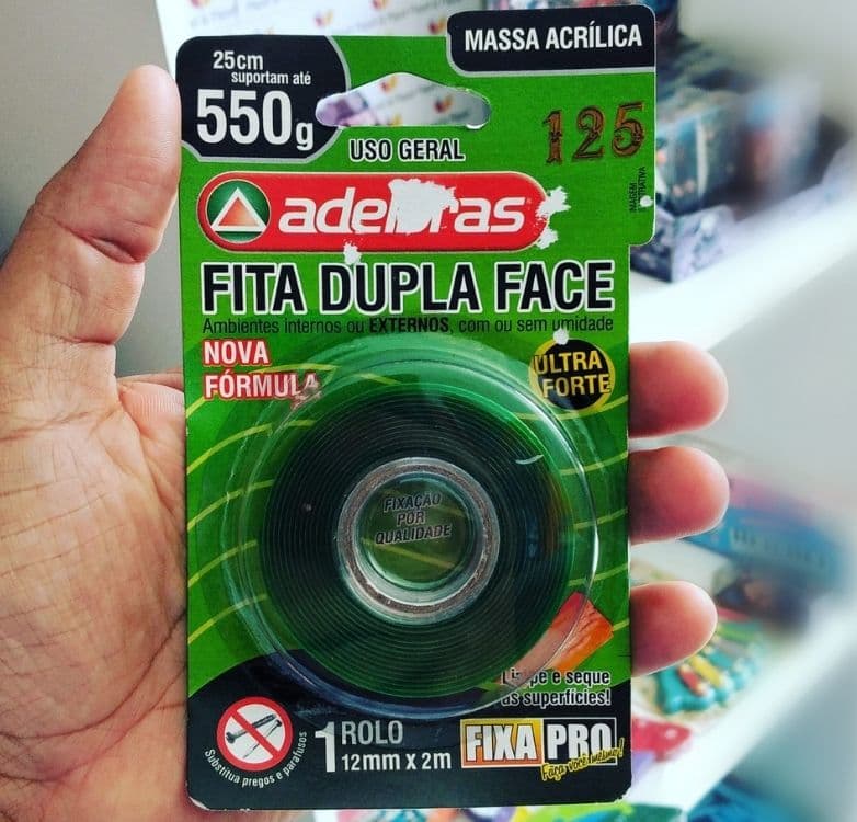 Fita Dupla Face, Fixa Pro Massa Acrilica, 12mmX2mts, Adelbras na Amazon
