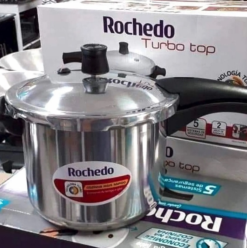 Panela de Pressão Rochedo Turbo Top Polida 7,6L na Ponto