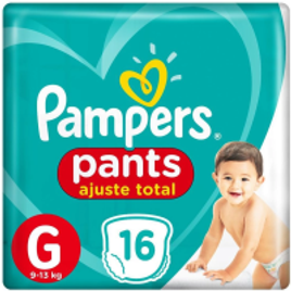 Fralda Pampers Pants Ajuste Total Tamanhos P, M, G, XG e XXG - 16 Unidades na Americanas
