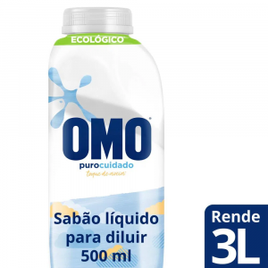 Refil Sabão Líquido Omo Puro Cuidado Para Diluir 500ml - 3L na Compra Certa