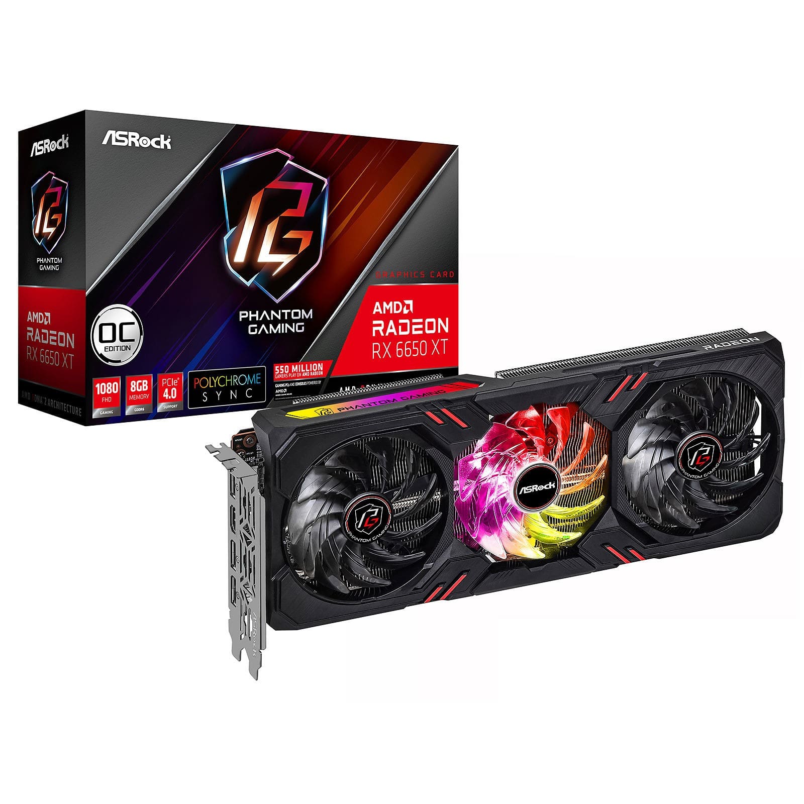 Placa de Vídeo AsRock Phantom Gaming D 8 OC, AMD Radeon, RX 6650 XT, 8GB, GDDR6, FRS, Ray Tracing, RX6650XT PGD 8GO na Terabyte Shop