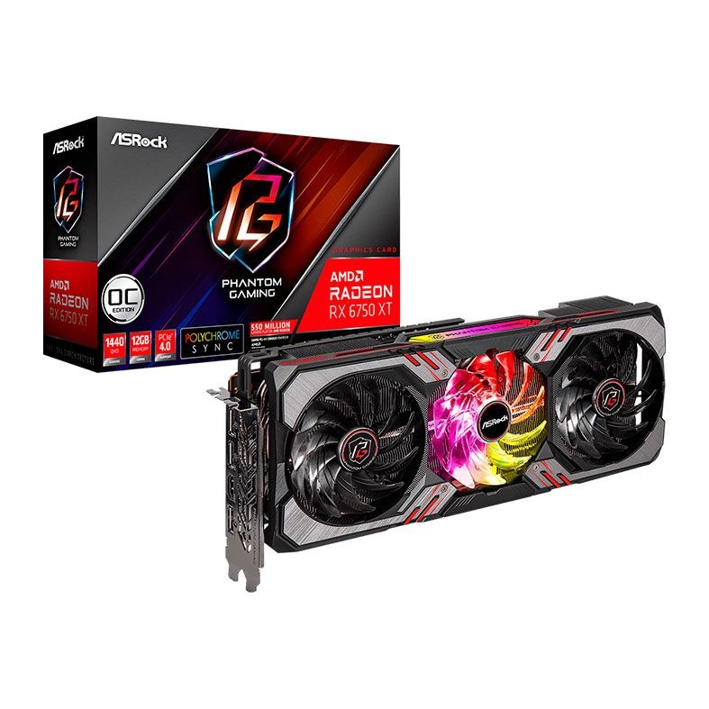 Placa de Vídeo AsRock Phantom Gaming D 12 OC, AMD Radeon, RX 6750 XT, 12GB, GDDR6, FRS, Ray Tracing, RX6750XT PGD 12GO na Terabyte Shop