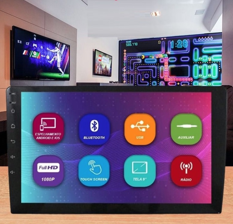 Central Multimídia Mp10 2 Din 9 Polegadas Voolt C8001 Bluetooth USB Espelhamento Android e IOS na Amazon