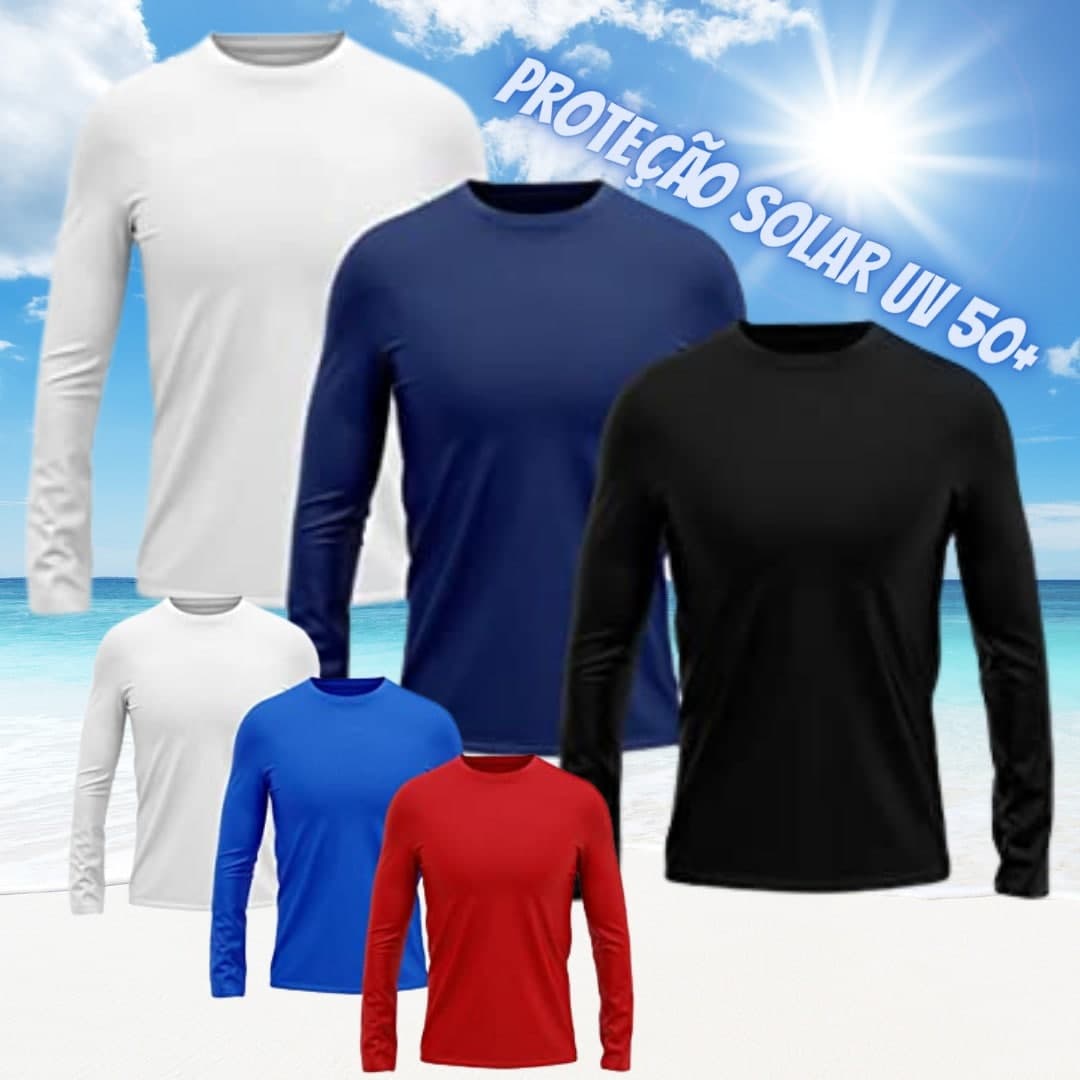 Kit 2 Camisetas Masculina Manga Longa Proteção Solar UV 50+ na Casas Bahia